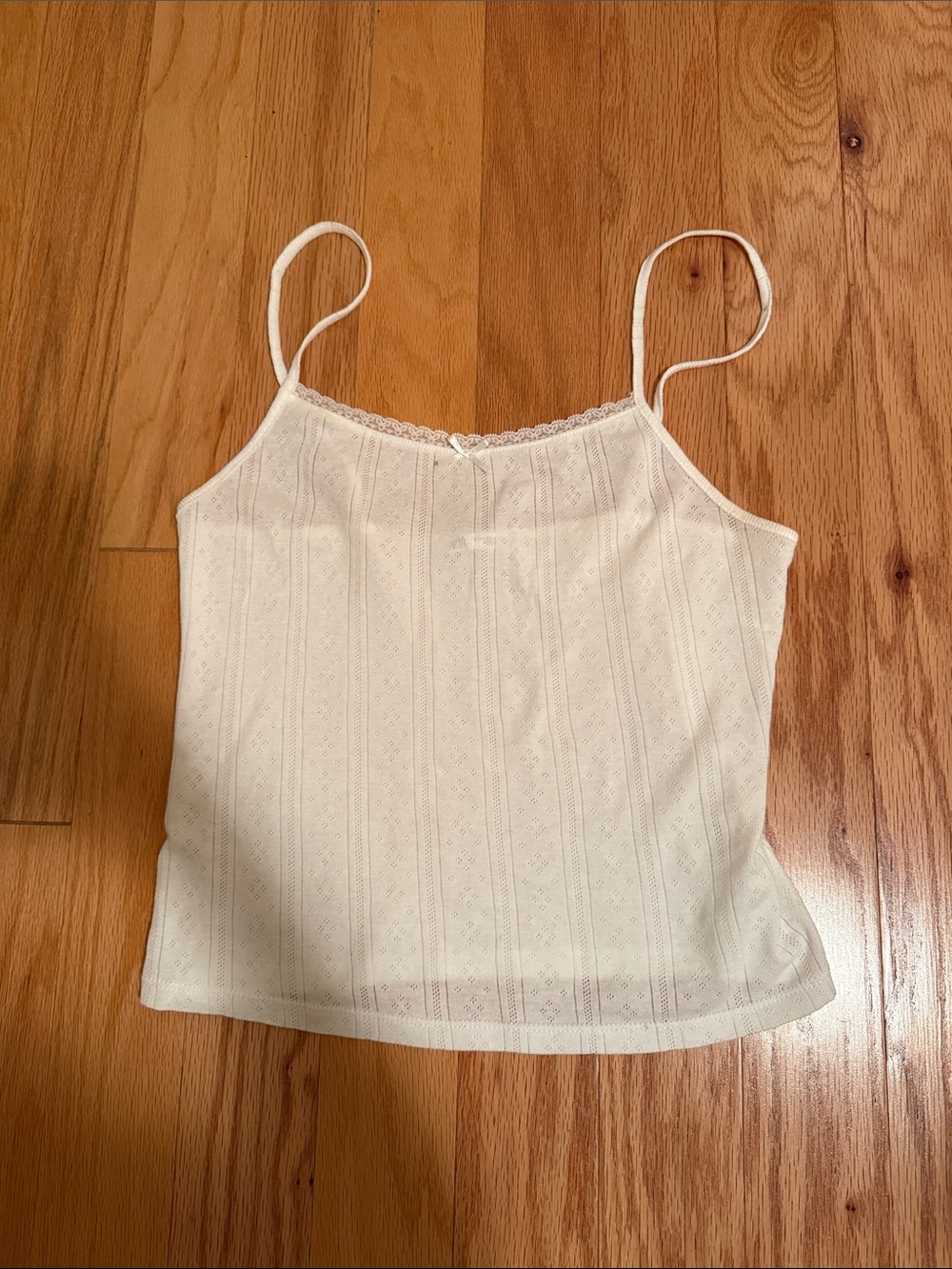 Zara Cream Lace-Trim Spaghetti Strap Pointenelle Cami